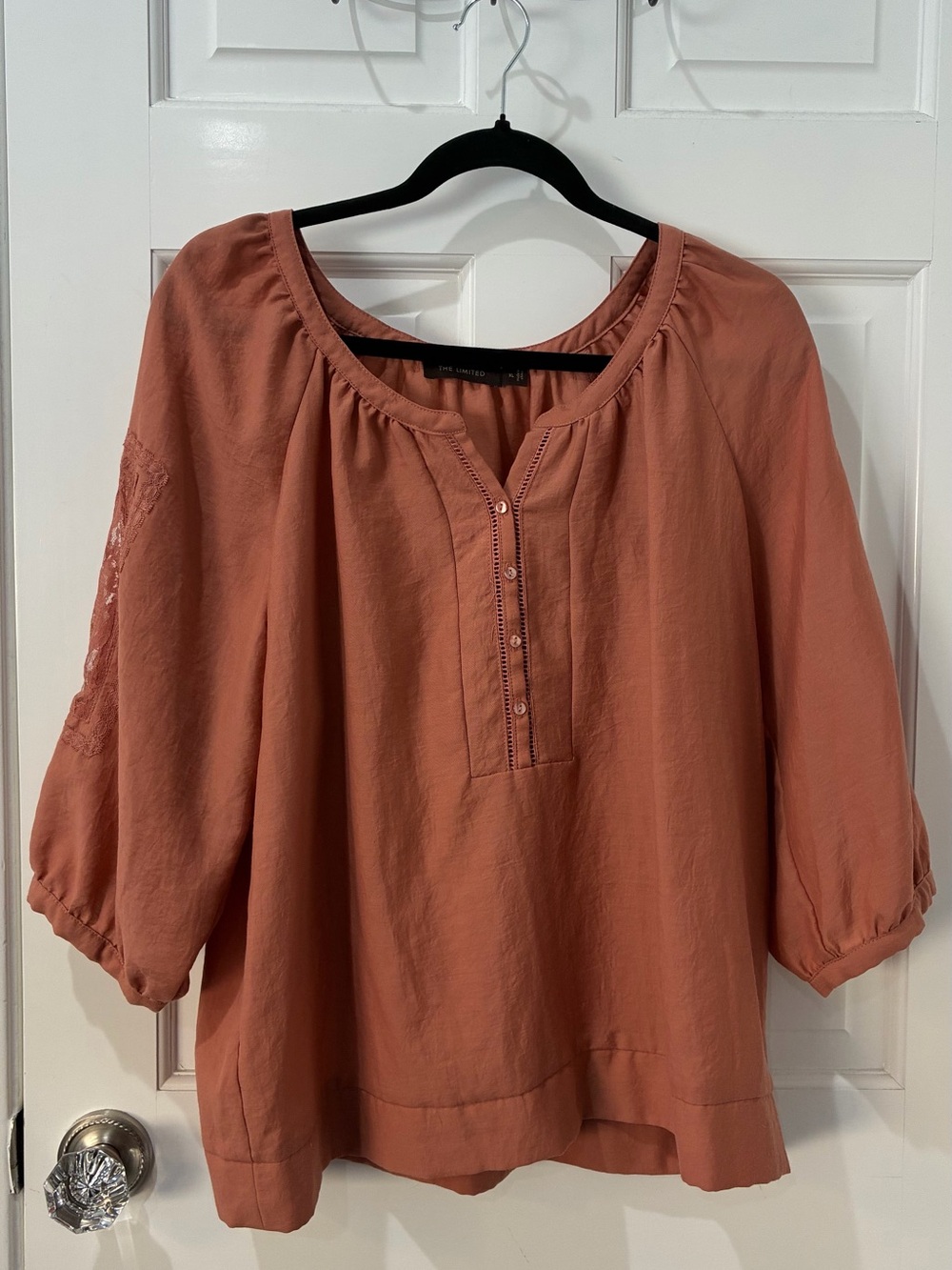 The Limited Terracotta Orange Peasant Blouse, XL